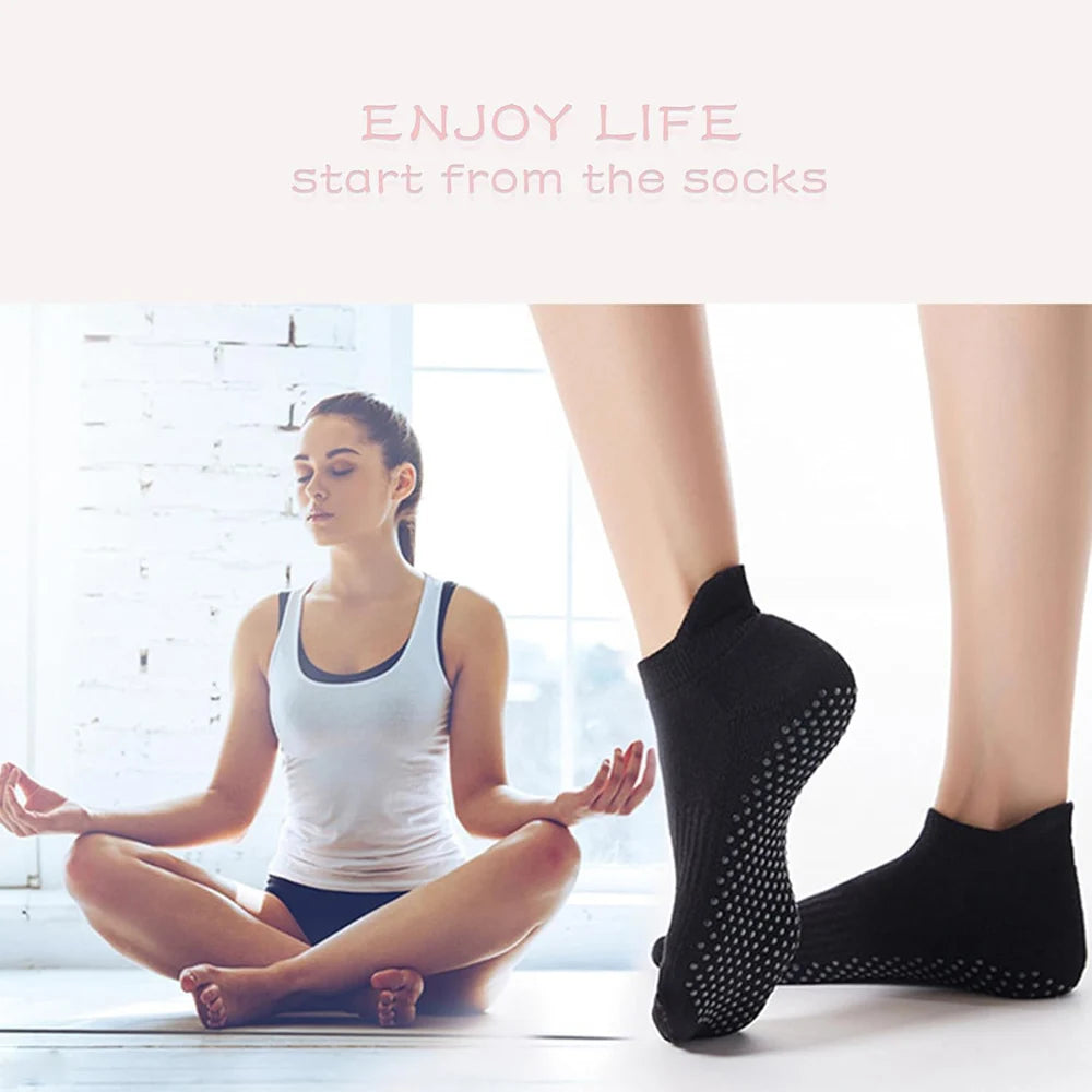 3 Pairs Women Breathable Yoga Socks Silicone Non-Slip Pilates Socks for Women