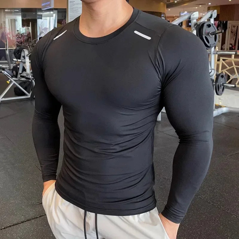 Long Sleeve T-shirt Fitness Basketball Running Tight Men Spandex Bodybuilding Sports Shirt Gym Training Compression Sport Top