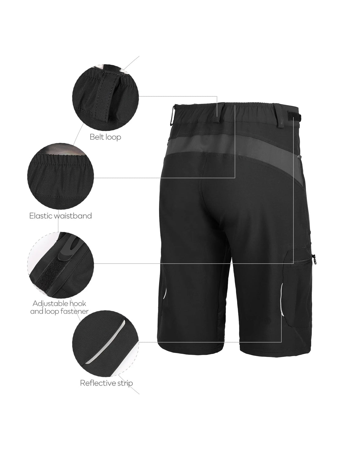 Gym Shorts Man Mountain Bike Shorts Stretch MTB Shorts Quick Dry with Zipper