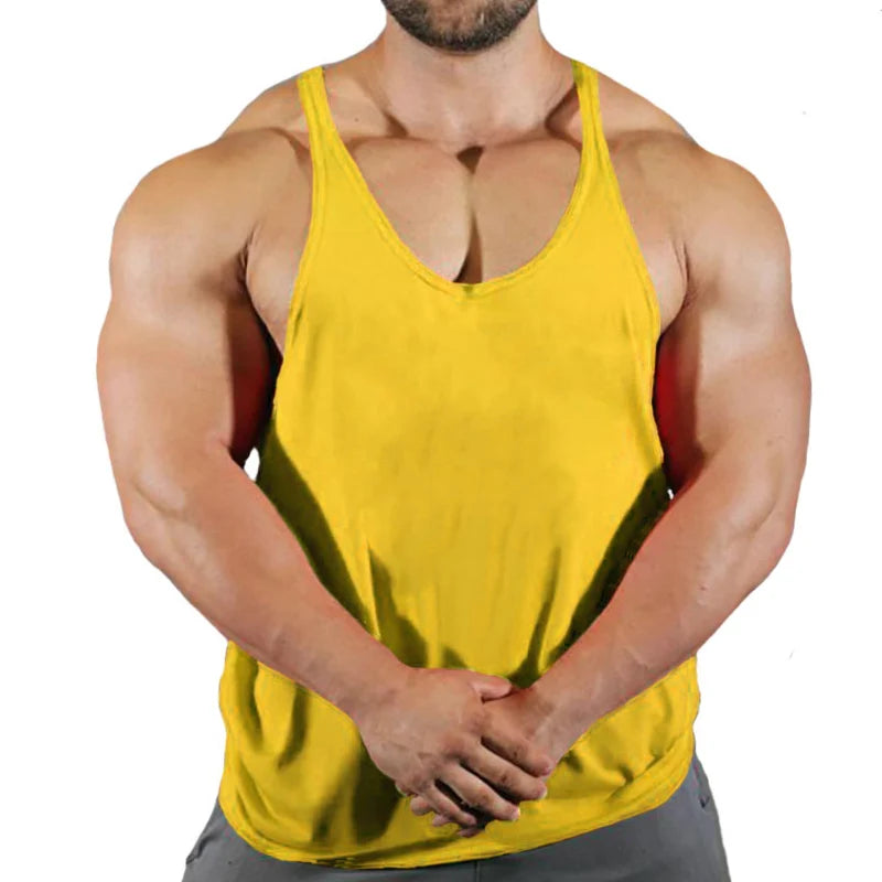 Men's Basic Solid Color Cotton Tank Tops Sleeveless Y-Back Vest Gym Muscle Training Athletic Workout Undershirt Activewear